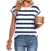 Zeagoo Womens Tops Summer Casual Cap Sleeve Tshirts Shirts Business Dressy Spring Fashion Outfits Trendy Clothes(Blue White Striped)