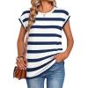 Zeagoo Womens Tops Summer Casual Cap Sleeve Tshirts Shirts Business Dressy Spring Fashion Outfits Trendy Clothes(Blue White Striped)