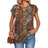 Zeagoo Womens Tops Summer Casual Cap Sleeve Tshirts Shirts Business Dressy Spring Fashion Outfits Trendy Clothes(Brown Boho Print)