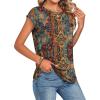 Zeagoo Womens Tops Summer Casual Cap Sleeve Tshirts Shirts Business Dressy Spring Fashion Outfits Trendy Clothes(Brown Boho Print)