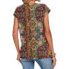 Zeagoo Womens Tops Summer Casual Cap Sleeve Tshirts Shirts Business Dressy Spring Fashion Outfits Trendy Clothes(Brown Boho Print)
