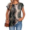 Zeagoo Womens Tops Summer Casual Cap Sleeve Tshirts Shirts Business Dressy Spring Fashion Outfits Trendy Clothes(Chocolate Marble)