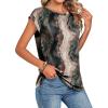 Zeagoo Womens Tops Summer Casual Cap Sleeve Tshirts Shirts Business Dressy Spring Fashion Outfits Trendy Clothes(Chocolate Marble)