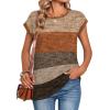 Zeagoo Womens Tops Summer Casual Cap Sleeve Tshirts Shirts Business Dressy Spring Fashion Outfits Trendy Clothes(Fall Weave Stripe)