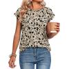 Zeagoo Womens Tops Summer Casual Cap Sleeve Tshirts Shirts Business Dressy Spring Fashion Outfits Trendy Clothes(Khaki Floral)