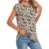Zeagoo Womens Tops Summer Casual Cap Sleeve Tshirts Shirts Business Dressy Spring Fashion Outfits Trendy Clothes(Khaki Floral)