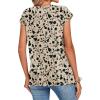 Zeagoo Womens Tops Summer Casual Cap Sleeve Tshirts Shirts Business Dressy Spring Fashion Outfits Trendy Clothes(Khaki Floral)