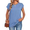 Zeagoo Womens Tops Summer Casual Cap Sleeve Tshirts Shirts Business Dressy Spring Fashion Outfits Trendy Clothes(Light Blue)