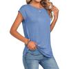 Zeagoo Womens Tops Summer Casual Cap Sleeve Tshirts Shirts Business Dressy Spring Fashion Outfits Trendy Clothes(Light Blue)