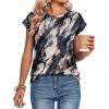 Zeagoo Womens Tops Summer Casual Cap Sleeve Tshirts Shirts Business Dressy Spring Fashion Outfits Trendy Clothes(Navy Printed)