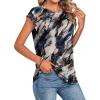 Zeagoo Womens Tops Summer Casual Cap Sleeve Tshirts Shirts Business Dressy Spring Fashion Outfits Trendy Clothes(Navy Printed)