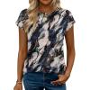 Zeagoo Womens Tops Summer Casual Cap Sleeve Tshirts Shirts Business Dressy Spring Fashion Outfits Trendy Clothes(Navy Printed)