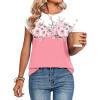 Zeagoo Womens Tops Summer Casual Cap Sleeve Tshirts Shirts Business Dressy Spring Fashion Outfits Trendy Clothes(Pink Floral)