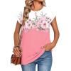 Zeagoo Womens Tops Summer Casual Cap Sleeve Tshirts Shirts Business Dressy Spring Fashion Outfits Trendy Clothes(Pink Floral)