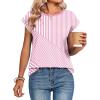 Zeagoo Womens Tops Summer Casual Cap Sleeve Tshirts Shirts Business Dressy Spring Fashion Outfits Trendy Clothes(Pink Stripes)