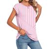 Zeagoo Womens Tops Summer Casual Cap Sleeve Tshirts Shirts Business Dressy Spring Fashion Outfits Trendy Clothes(Pink Stripes)
