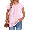 Zeagoo Womens Tops Summer Casual Cap Sleeve Tshirts Shirts Business Dressy Spring Fashion Outfits Trendy Clothes(Pink Stripes)