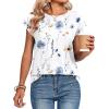 Zeagoo Womens Tops Summer Casual Cap Sleeve Tshirts Shirts Business Dressy Spring Fashion Outfits Trendy Clothes(White Floral)