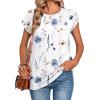 Zeagoo Womens Tops Summer Casual Cap Sleeve Tshirts Shirts Business Dressy Spring Fashion Outfits Trendy Clothes(White Floral)
