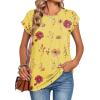 Zeagoo Womens Tops Summer Casual Cap Sleeve Tshirts Shirts Business Dressy Spring Fashion Outfits Trendy Clothes(Yellow Floral)