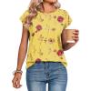 Zeagoo Womens Tops Summer Casual Cap Sleeve Tshirts Shirts Business Dressy Spring Fashion Outfits Trendy Clothes(Yellow Floral)