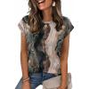 Zeagoo Womens Tops Summer Casual Cap Sleeve Tshirts Shirts Business Dressy Spring Fashion Outfits Trendy Clothes(Chocolate Marble)