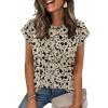 Zeagoo Womens Tops Summer Casual Cap Sleeve Tshirts Shirts Business Dressy Spring Fashion Outfits Trendy Clothes(Khaki Floral)