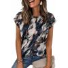 Zeagoo Womens Tops Summer Casual Cap Sleeve Tshirts Shirts Business Dressy Spring Fashion Outfits Trendy Clothes(Navy Printed)