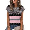Zeagoo Womens Tops Summer Casual Cap Sleeve Tshirts Shirts Business Dressy Spring Fashion Outfits Trendy Clothes(Pink Camo)