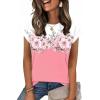 Zeagoo Womens Tops Summer Casual Cap Sleeve Tshirts Shirts Business Dressy Spring Fashion Outfits Trendy Clothes(Pink Floral)