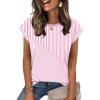 Zeagoo Womens Tops Summer Casual Cap Sleeve Tshirts Shirts Business Dressy Spring Fashion Outfits Trendy Clothes(Pink Stripes)