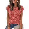 Zeagoo Womens Tops Summer Casual Cap Sleeve Tshirts Shirts Business Dressy Spring Fashion Outfits Trendy Clothes(Red Dots)