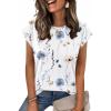 Zeagoo Womens Tops Summer Casual Cap Sleeve Tshirts Shirts Business Dressy Spring Fashion Outfits Trendy Clothes(White Floral)
