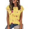 Zeagoo Womens Tops Summer Casual Cap Sleeve Tshirts Shirts Business Dressy Spring Fashion Outfits Trendy Clothes(Yellow Floral)
