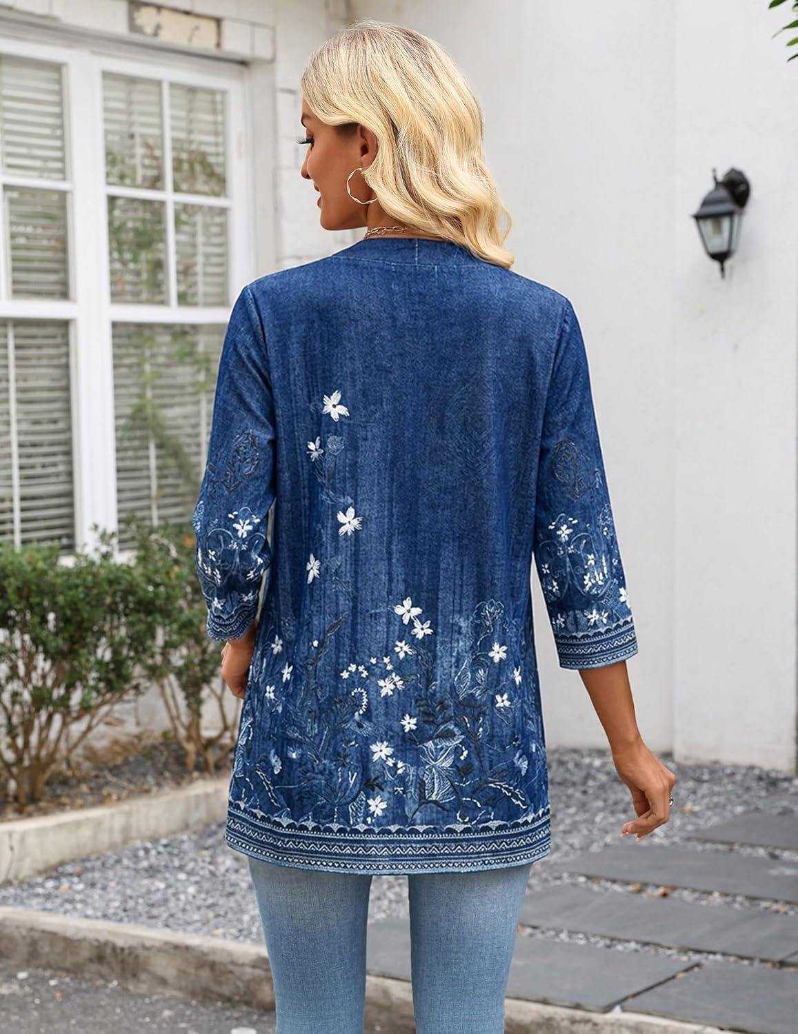 imageZeagoo Womens Casual Lightweight Cardigan 34 Sleeve Open Front Loose Thin Cardigans with PocketsMz845