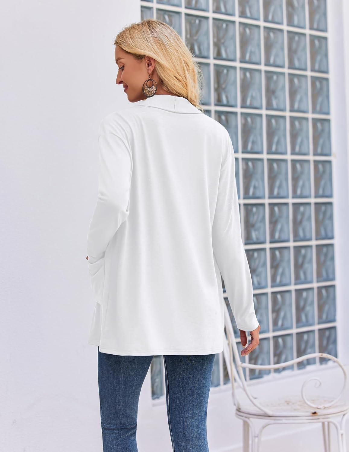 imageZeagoo Womens Lightweight Cardigan Open Front Long Sleeve Casual Loose Thin Cardigans with Pockets 2026Awhite