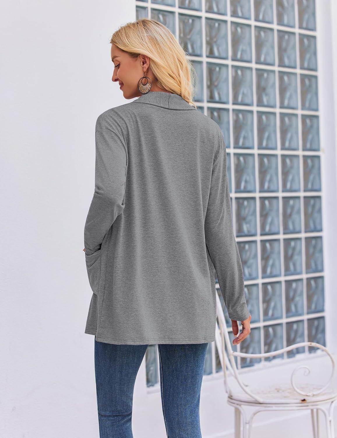 imageZeagoo Womens Lightweight Cardigan Open Front Long Sleeve Casual Loose Thin Cardigans with Pockets 2026Light Grey