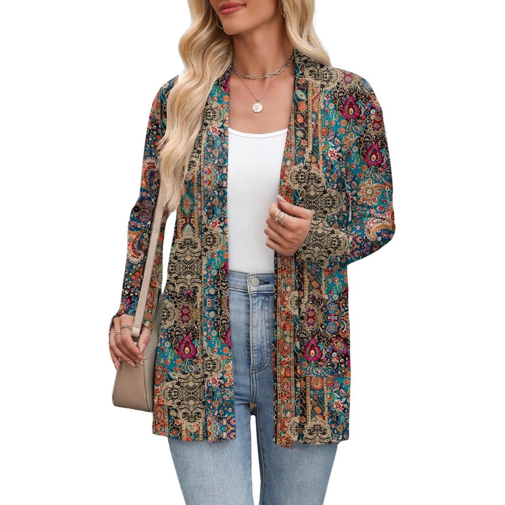 imageZeagoo Womens Lightweight Cardigan Open Front Long Sleeve Casual Loose Thin Cardigans with Pockets 2026Amulticolor