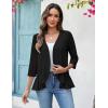 Zeagoo Women’s 2026 Summer 3/4 Sleeve Lightweight Cardigans Open Front Draped Ruffles Kimono Coverups(A-black)