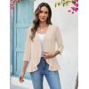Zeagoo Women’s 2026 Summer 3/4 Sleeve Lightweight Cardigans Open Front Draped Ruffles Kimono Coverups(Beige)