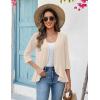 Zeagoo Women’s 2026 Summer 3/4 Sleeve Lightweight Cardigans Open Front Draped Ruffles Kimono Coverups(Beige)