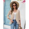 Zeagoo Women’s 2026 Summer 3/4 Sleeve Lightweight Cardigans Open Front Draped Ruffles Kimono Coverups(Khaki)