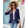 Zeagoo Women’s 2026 Summer 3/4 Sleeve Lightweight Cardigans Open Front Draped Ruffles Kimono Coverups(Navy Blue)