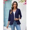Zeagoo Women’s 2026 Summer 3/4 Sleeve Lightweight Cardigans Open Front Draped Ruffles Kimono Coverups(Navy Blue)
