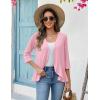 Zeagoo Women’s 2026 Summer 3/4 Sleeve Lightweight Cardigans Open Front Draped Ruffles Kimono Coverups(Pink)