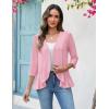 Zeagoo Women’s 2026 Summer 3/4 Sleeve Lightweight Cardigans Open Front Draped Ruffles Kimono Coverups(Pink)