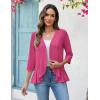 Zeagoo Women’s 2026 Summer 3/4 Sleeve Lightweight Cardigans Open Front Draped Ruffles Kimono Coverups(Rose)