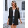 Zeagoo Women’s Casual Lightweight Cardigan 3/4 Sleeve Open Front Loose Thin Cardigans with Pockets(A-black)
