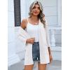 Zeagoo Women’s Casual Lightweight Cardigan 3/4 Sleeve Open Front Loose Thin Cardigans with Pockets(A-white)