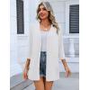 Zeagoo Women’s Casual Lightweight Cardigan 3/4 Sleeve Open Front Loose Thin Cardigans with Pockets(A-white)